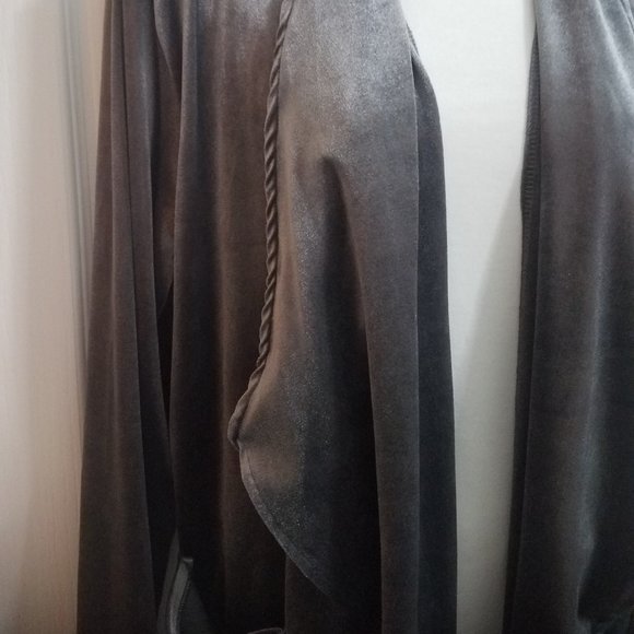 Boutique Lightweight Thin Velvet Duster Steel Grey 1day Sale - Picture 4 of 6